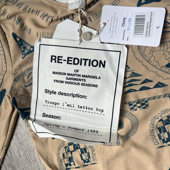 Maison Martin Margiela Paris x H&M Tattoo Print Long Sleeve Top Sz 6 NWT #105 - Picture 5 of 12
